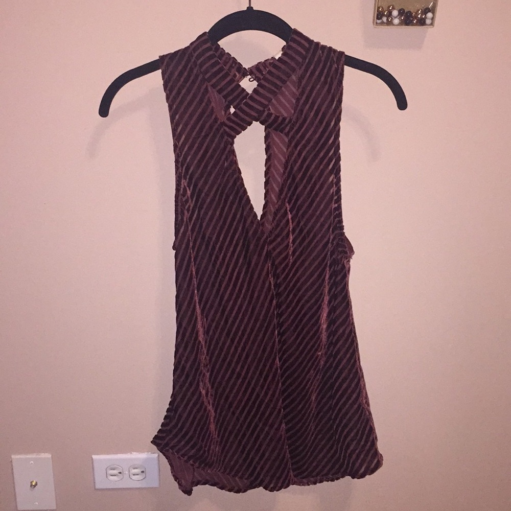 Stripped velvet tank top